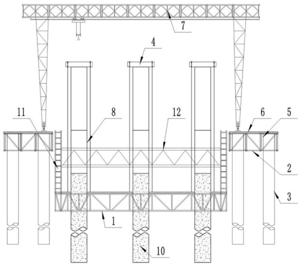 深水倾斜不平整裸岩区域钢护筒定位装置及桩基成孔方法